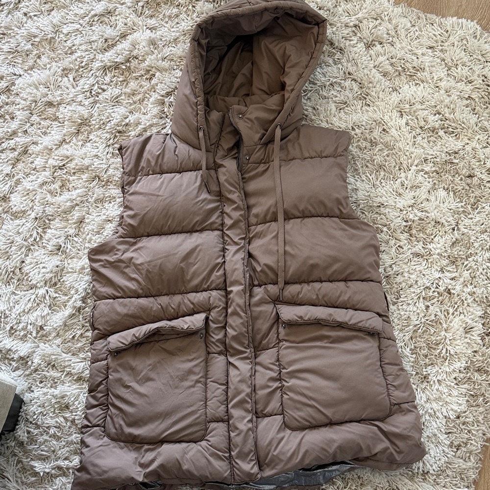 Zella Hooded Puffer Vest Quilted Outdoor Activewear Nordstrom Size L